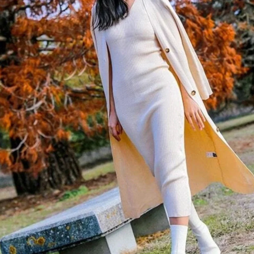 Classic Sleeveless Midi Dress Button Down Long Cardigan Set - Picture 5 of 11